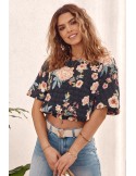 Oversize floral blouse, black, MP29583 - Online store - Boutique